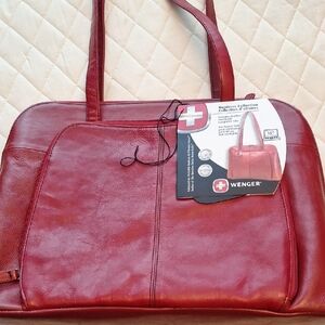 Wenger Burgundy Leather Laptop Bag